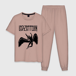 Пижама хлопковая мужская Led Zeppelin Swan, цвет: пыльно-розовый