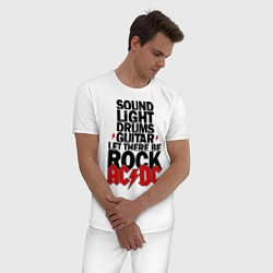 Пижама хлопковая мужская AC/DC Rock, цвет: белый — фото 2