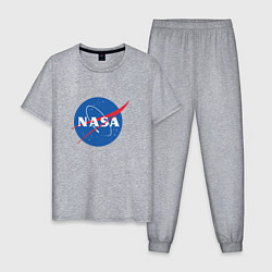 Пижама хлопковая мужская NASA: Logo, цвет: меланж