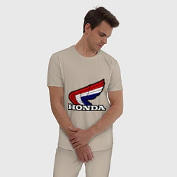 Пижама хлопковая мужская Honda, цвет: миндальный — фото 2