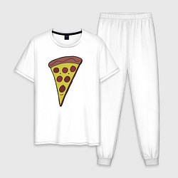 Пижама хлопковая мужская Pizza man, цвет: белый