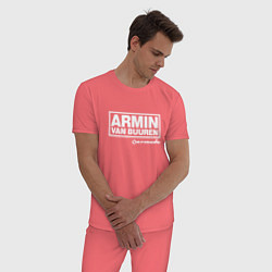Пижама хлопковая мужская Armin van Buuren, цвет: коралловый — фото 2