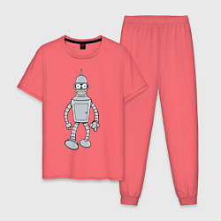 Пижама хлопковая мужская Iron Bender, цвет: коралловый