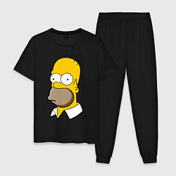 Пижама хлопковая мужская Sad Homer, цвет: черный
