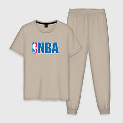 Пижама хлопковая мужская NBA, цвет: миндальный