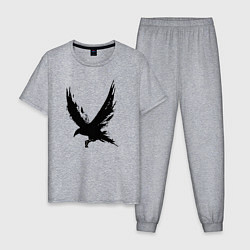 Пижама хлопковая мужская Черный ворон, цвет: меланж