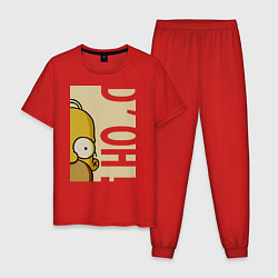 Пижама хлопковая мужская Homer Doh!, цвет: красный
