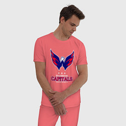 Пижама хлопковая мужская Washington Capitals, цвет: коралловый — фото 2