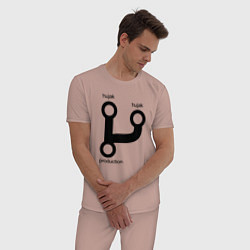 Пижама хлопковая мужская Раз, два и в продакшн цвета пыльно-розовый — фото 2