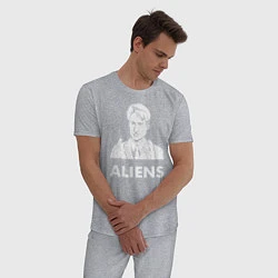 Пижама хлопковая мужская Mulder Aliens, цвет: меланж — фото 2