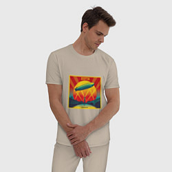 Пижама хлопковая мужская Led Zeppelin, цвет: миндальный — фото 2