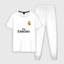 Пижама хлопковая мужская Real Madrid: Fly Emirates, цвет: белый