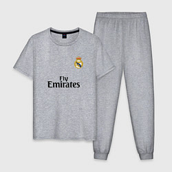 Пижама хлопковая мужская Real Madrid: Fly Emirates, цвет: меланж