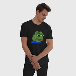 Пижама хлопковая мужская Sad frog, цвет: черный — фото 2