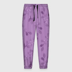 Мужские брюки Листья на фиолетовом фоне