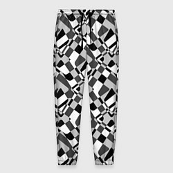 Брюки на резинке мужские Черно-белый абстрактный узор, цвет: 3D-принт