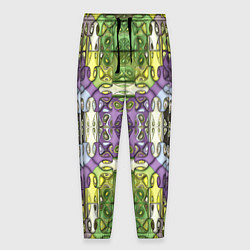 Брюки на резинке мужские Коллекция Фрактальная мозаика Фиолетово-зеленый, цвет: 3D-принт