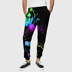 Брюки на резинке мужские Neon vanguard fashion pattern, цвет: 3D-принт — фото 2
