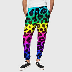 Брюки на резинке мужские Leopard Pattern Neon, цвет: 3D-принт — фото 2