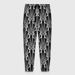 Брюки на резинке мужские Черно-белый модный геометрический узор арт деко, цвет: 3D-принт
