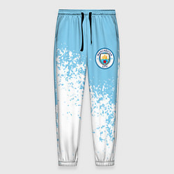 Мужские брюки Manchester city белые брызги на голубом фоне