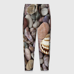 Брюки на резинке мужские Морские камни и ракушки, цвет: 3D-принт