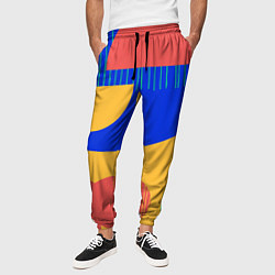 Брюки на резинке мужские Геометрические разноцветные фигуры, цвет: 3D-принт — фото 2