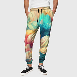 Брюки на резинке мужские Цветочный букет нарисованный маслом, цвет: 3D-принт — фото 2
