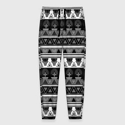 Брюки на резинке мужские Черно-белый скандинавский орнамент, цвет: 3D-принт