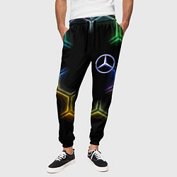 Брюки на резинке мужские Mercedes - neon pattern, цвет: 3D-принт — фото 2