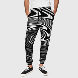 Брюки на резинке мужские Black and white abstract pattern, цвет: 3D-принт — фото 2