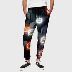 Брюки на резинке мужские Плитки со свечением броня, цвет: 3D-принт — фото 2