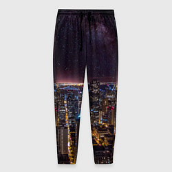Мужские брюки Ночной город и звёзды на небе