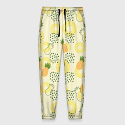 Мужские брюки Узор из ананасов на желтом фоне