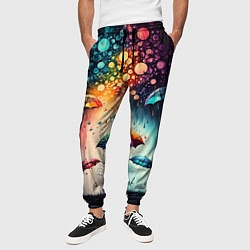 Брюки на резинке мужские Яркие зонтики под дождем, цвет: 3D-принт — фото 2