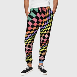 Брюки на резинке мужские Colorful avant-garde chess pattern - fashion, цвет: 3D-принт — фото 2