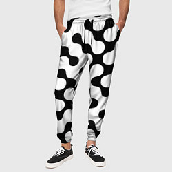 Брюки на резинке мужские Чёрно-белый растровый узор, цвет: 3D-принт — фото 2