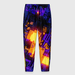 Брюки на резинке мужские Фиолетовая и оранжевая схема, цвет: 3D-принт
