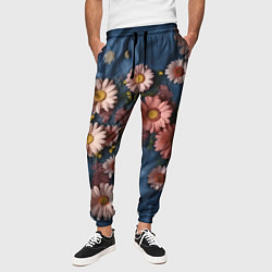Брюки на резинке мужские Хризантемы на джинсе, цвет: 3D-принт — фото 2