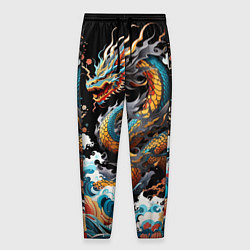 Мужские брюки Дракон на волнах в японском стиле арт