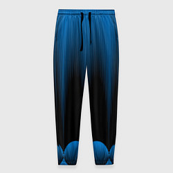 Брюки на резинке мужские Сине-черный градиент в полоску, цвет: 3D-принт