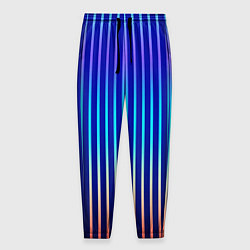 Брюки на резинке мужские Полосатый синий градиент, цвет: 3D-принт