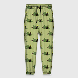 Мужские брюки Черный кот в гирлянде уронил елку