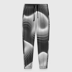 Брюки на резинке мужские Чёрно белый точечный абстрактный фон, цвет: 3D-принт