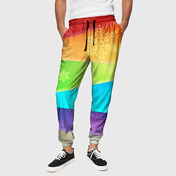 Брюки на резинке мужские Абстрактный разноцветный волнистый фон со снежинка, цвет: 3D-принт — фото 2