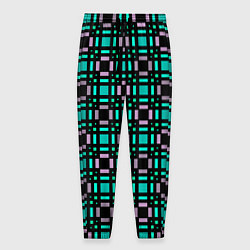 Мужские брюки Зелено-сиреневый с черный клетчатый узор