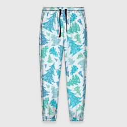 Брюки на резинке мужские Ёлочки зимнего леса, цвет: 3D-принт