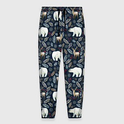 Мужские брюки Акварельные медведи и олени
