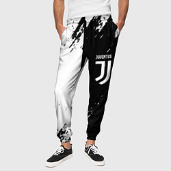 Брюки на резинке мужские Juventus краски чёрнобелые, цвет: 3D-принт — фото 2