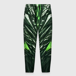 Брюки на резинке мужские Зелёные кристаллы и камень, цвет: 3D-принт